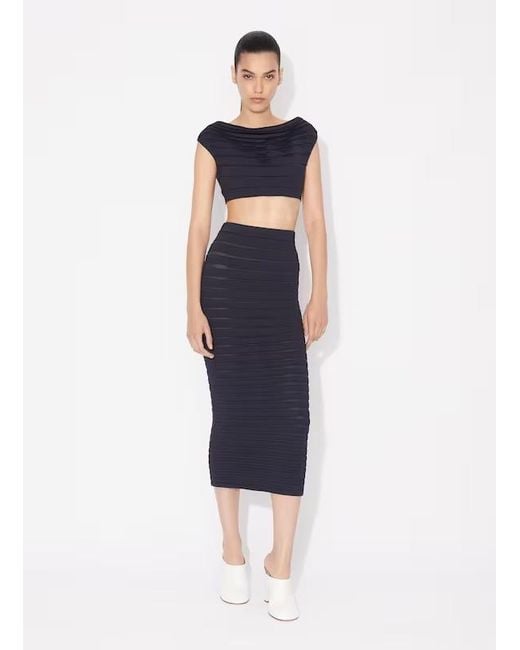 Alaïa Blue 3D-Pleated Midi Skirt