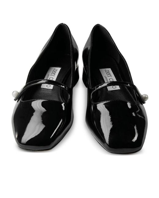 Jimmy Choo Black Flat Shoes Leather Salpa Metal Plastic