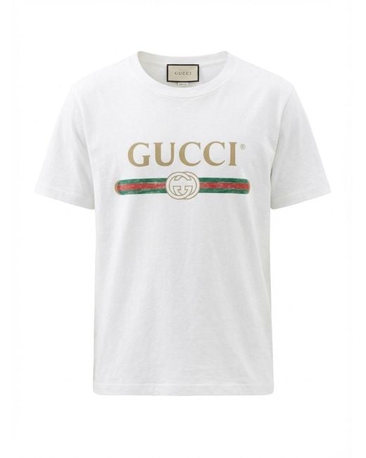 Gucci White Oversize Washed T-Shirt With Logo for men