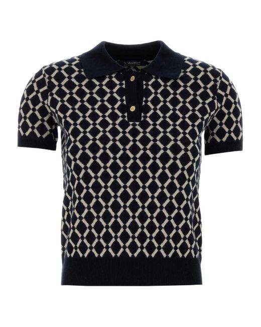 Max Mara Black 'S Medera Jacquard Polo Shirt
