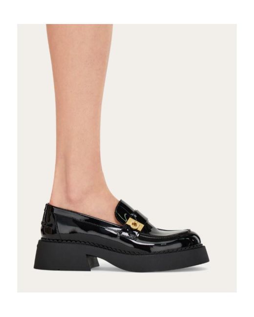 Ferragamo Black Hug Buckle Chunky Loafer