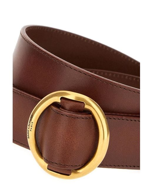 Saint Laurent White Oval Buckle Belt