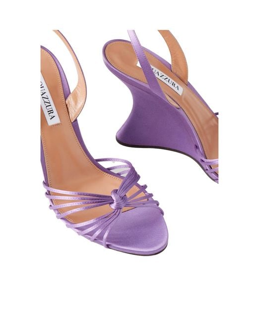 Aquazzura Purple Satin Wedge Sandals