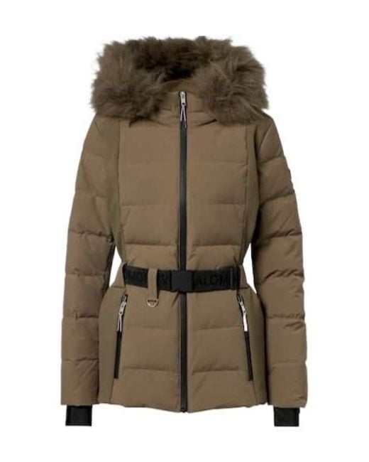 Yves Salomon Green Belted Down Jacket