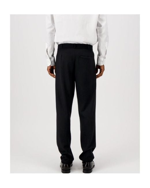 Harris Wharf London Black Pleated Trousers Superfine Merino for men