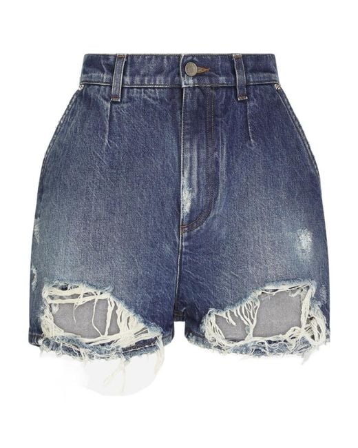 Dolce & Gabbana Blue High Waisted Denim Shorts