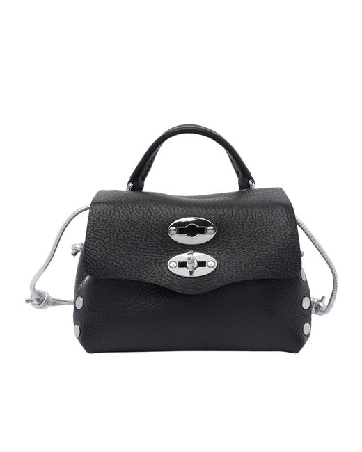 Zanellato Black Postina Superbaby Foldover Top Handbag