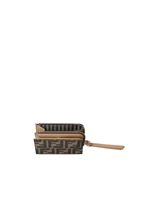 Fendi Gray Monogrammed Zipped Small Wallet