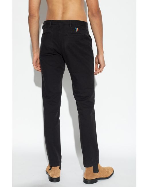 Paul Smith Black Zebra-Patch Chino Trousers for men