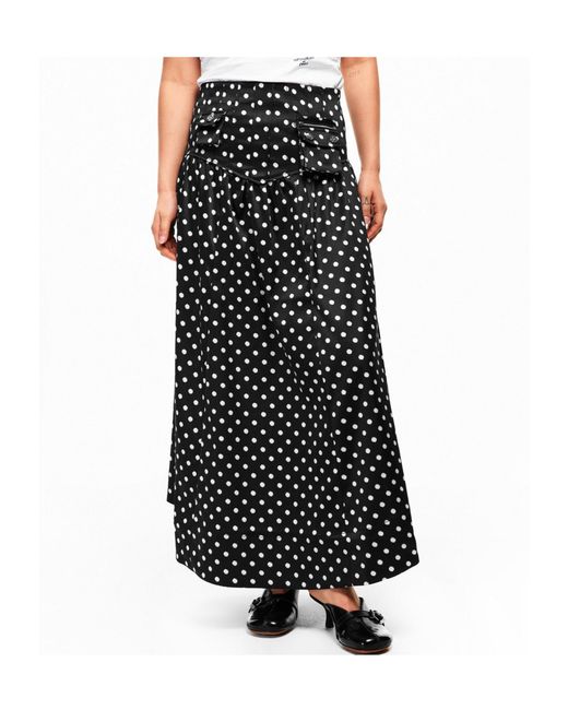 Ganni Black Polka Dot Midi Skirt