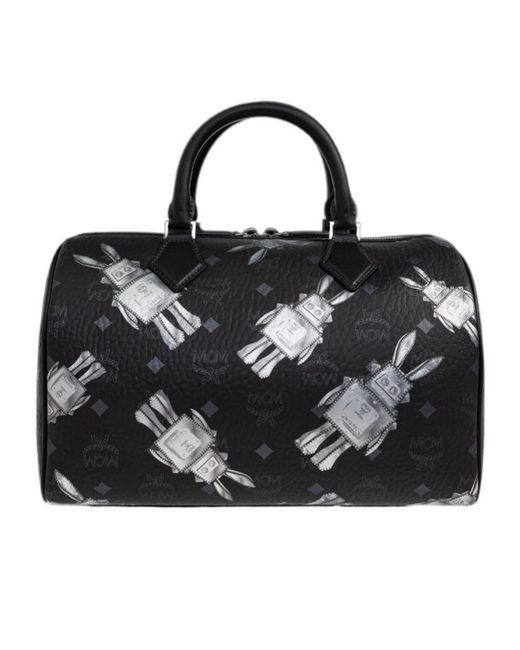 MCM Black Top-Zip Single-Shoulder Bag