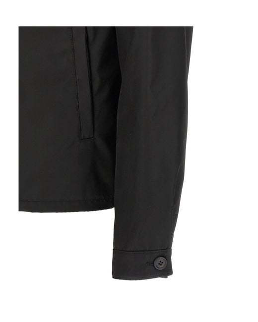 Prada Black Logo Plaque Zipped Jacket for men