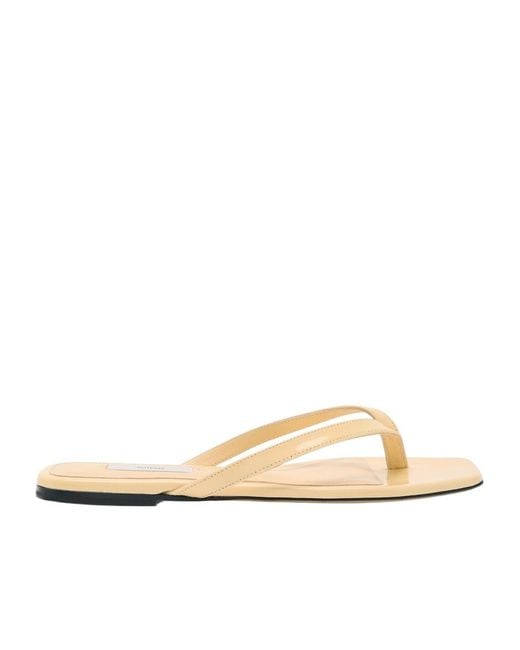 Totême Natural Patent Leather Flip Flops