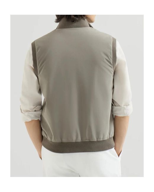 Brunello Cucinelli Gray Bonded Nylon Vest With Thermore Padding for men