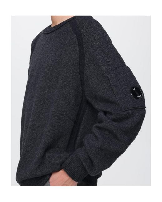 C P Company Black Long-Sleeved Crewneck Jumper for men