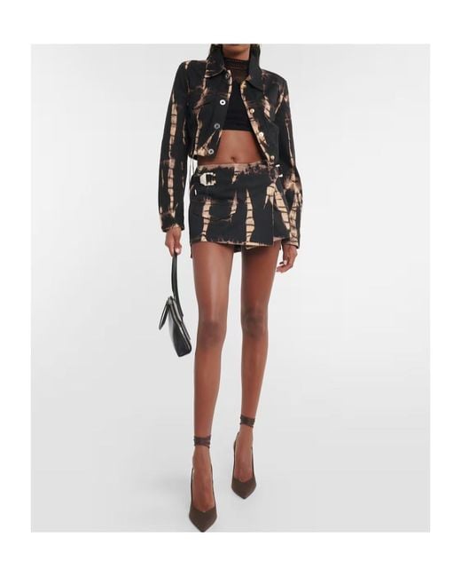 Dion Lee Black Zigzag Dyed Denim Wrap Mini Skirt
