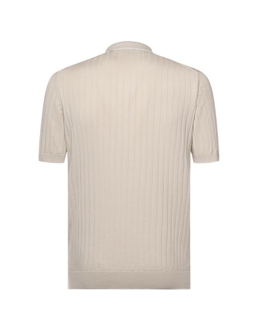 Eleventy White Zip Polo Knitted Sweater for men