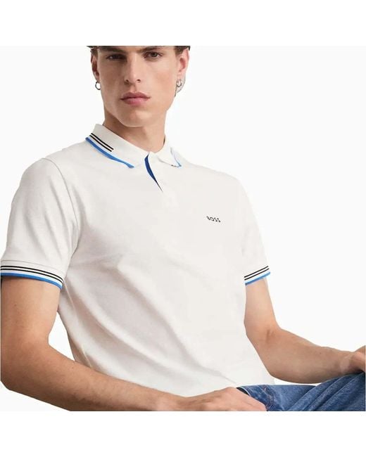 Boss White Boss Logo Printed Short-Sleeved Polo Shirt for men