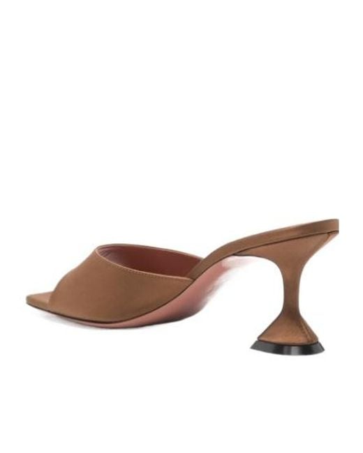 AMINA MUADDI Brown Open-Toe Square-Toe High-Heel Sandals