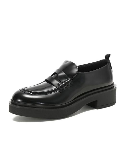 Emporio Armani Black Penny-Slot Chunky Leather Loafers