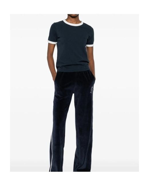 A.P.C. Blue Crewneck Logo Embroidered T-Shirt