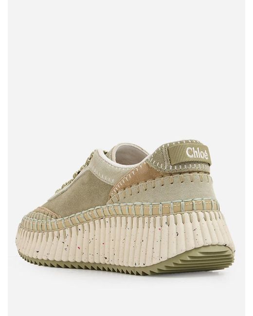 Chloé Natural Chloé Nama Lace-Up Sneakers