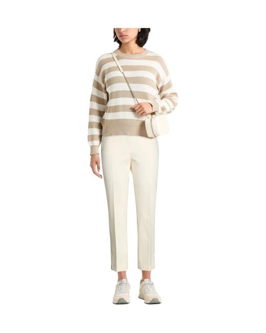 Max Mara White Solid Color Stretch Bootcut Pants