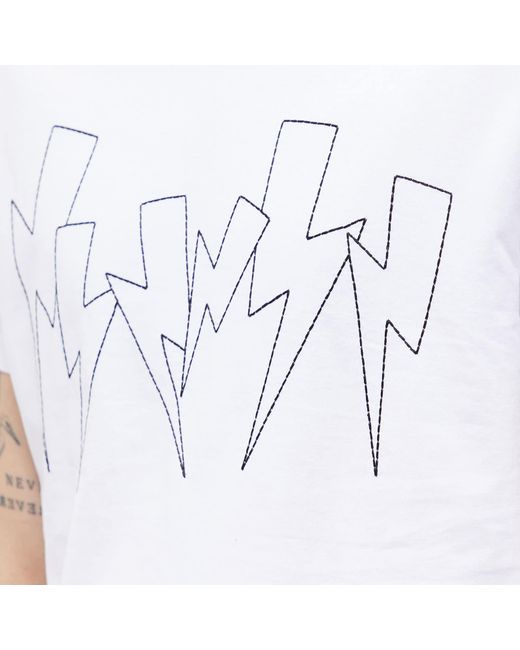Neil Barrett White Thunderbolt-Print Crew-Neck T-Shirt for men