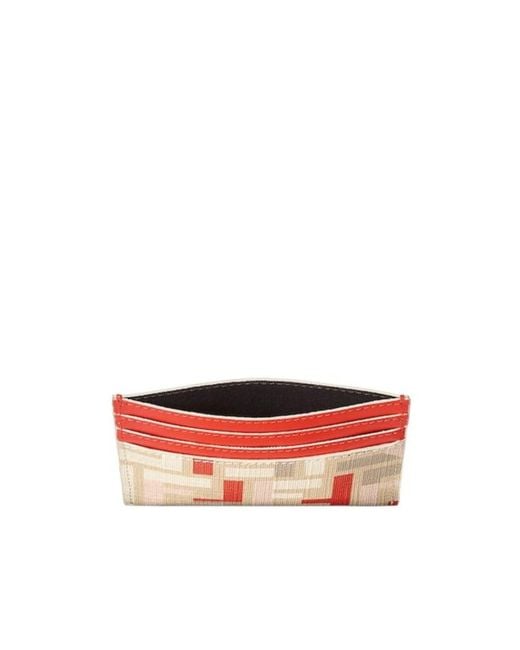 Fendi Red Roma Ff Motif Card Case