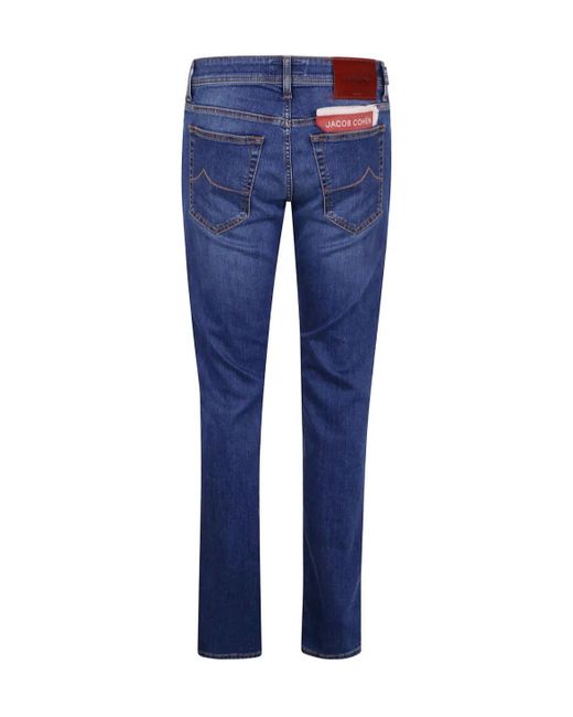 Jacob Cohen Blue Logo-Patch Jeans for men