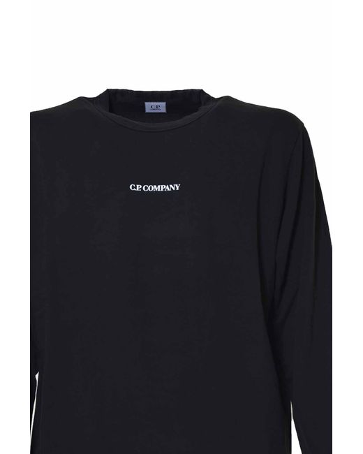 C P Company Blue Logo-Print Crew-Neck Sweatshirt for men
