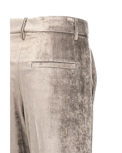 Brunello Cucinelli Gray Chenille Straight Leg Pants