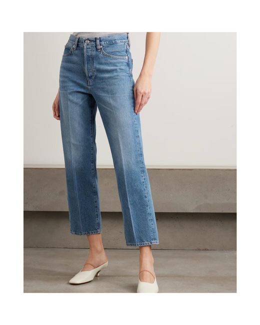 FRAME Blue High-Waisted Straight Leg Jeans