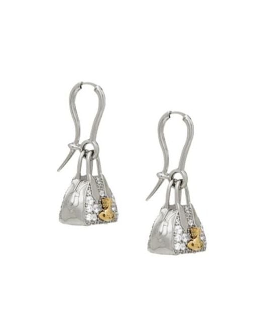 Vivienne Westwood White Yasmine Orb-Plaque Crystal-Embellished Earrings