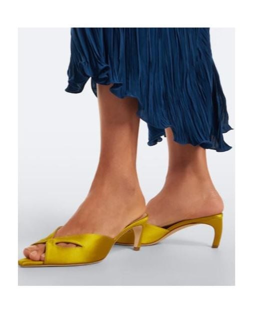 Victoria Beckham Yellow Harlow Mask Satin Mules