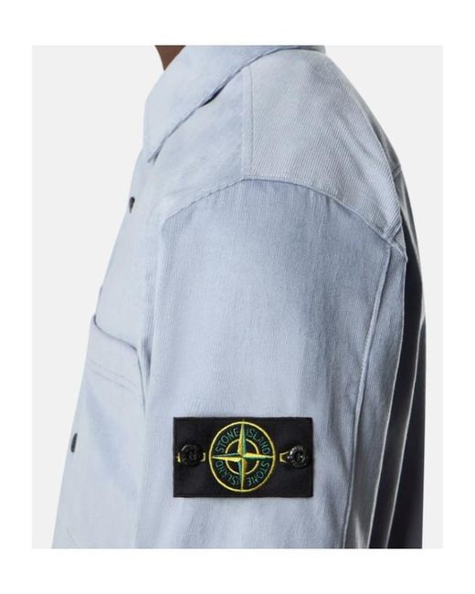 Stone Island Blue Regular-Fit Overshirt With Pockets for men