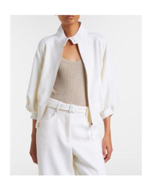Gabriela Hearst White Aluin Virgin Wool Bomber Jacket