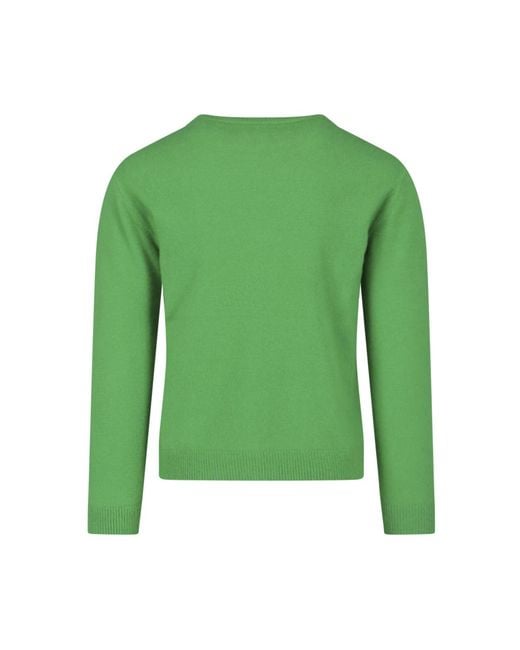 Auralee Green Crew Neck Knitted Sweater for men