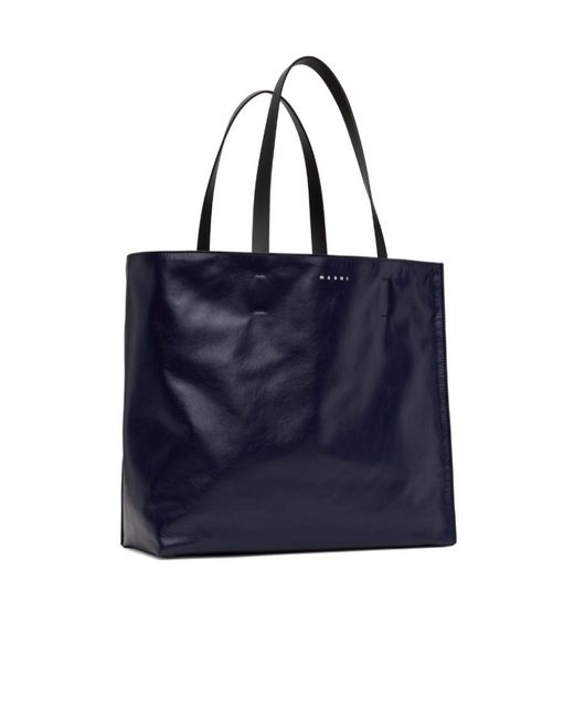 Marni Blue Logo Print Tote Bag for men