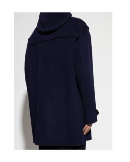 Moschino Blue Frog Closure Hooded Coat for men