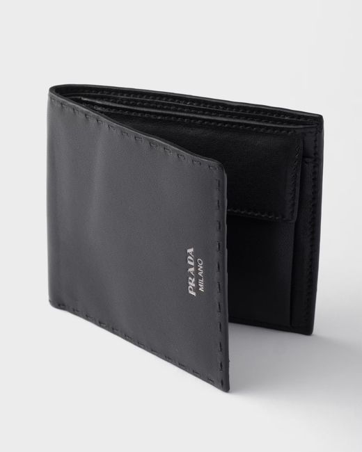 Prada Black Antiqued-Leather Wallet