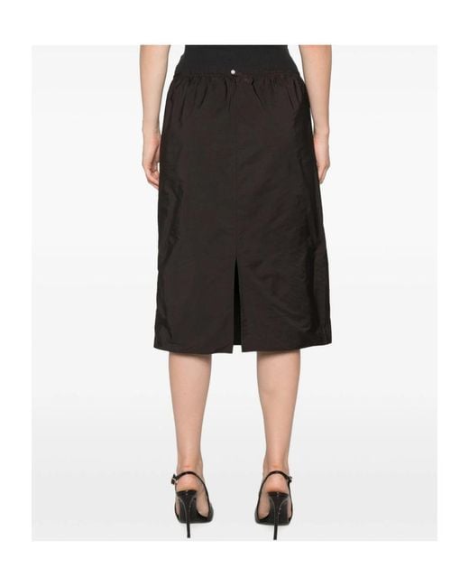 Carven Black Elastic Waist Midi Skirt