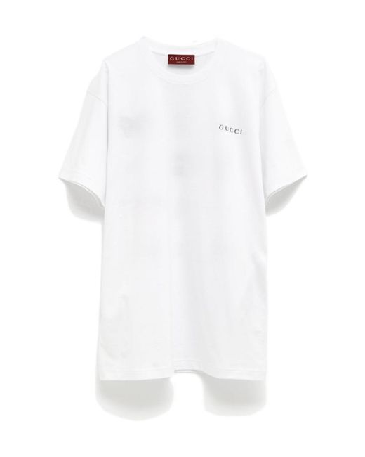 Gucci White Logo Printed Crewneck T-Shirt for men