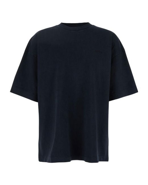 Juun.J Blue Juun J Logo Embroidered T-Shirt for men