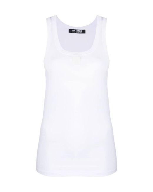 Raf Simons White Scoop-Neck Sleeveless Top