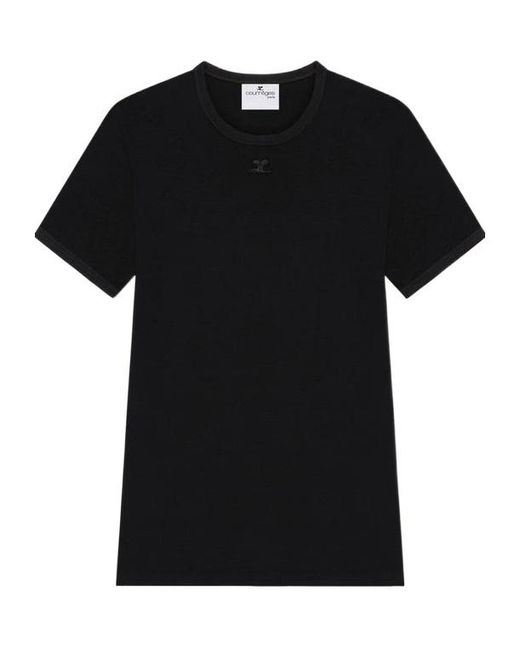 Courreges Black Courrèges Logo Crew Neck T-Shirt for men