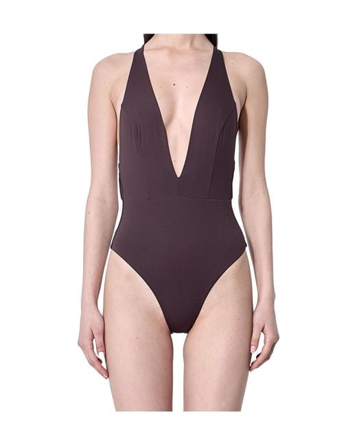 Max Mara Purple Cristel V-Neck One-Piece Swimsuit