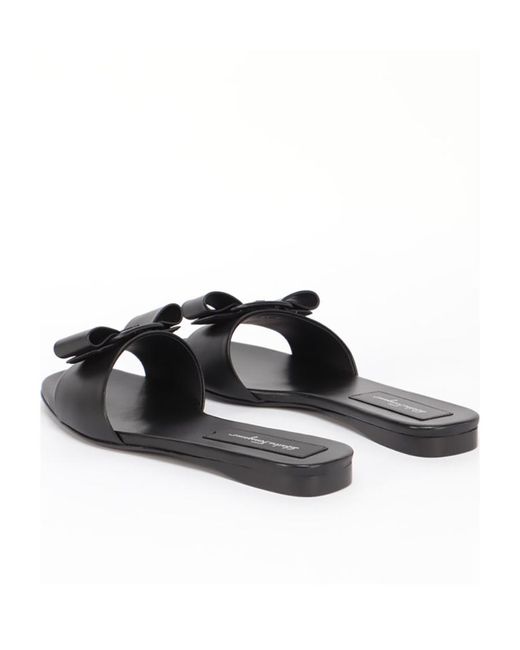 Ferragamo Black Bow Tie Decorative Sandals