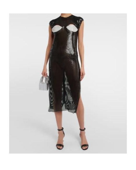 Christopher Kane Black Crystal-Embellished Cutout Midi Dress