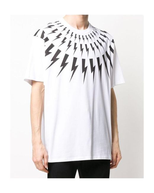 Neil Barrett White Lightning Printed T-Shirt for men